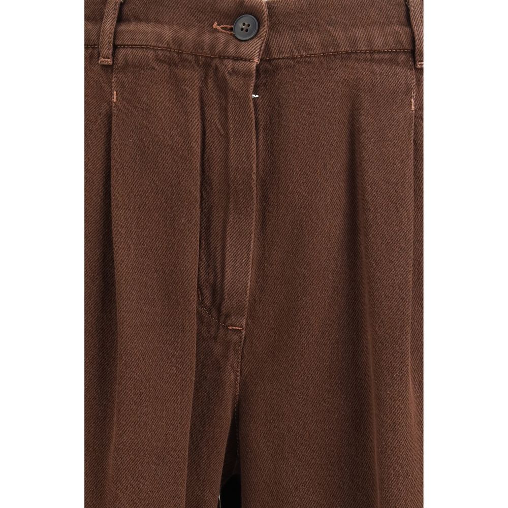 Max Mara Brown Cotton Casual Pants Max Mara