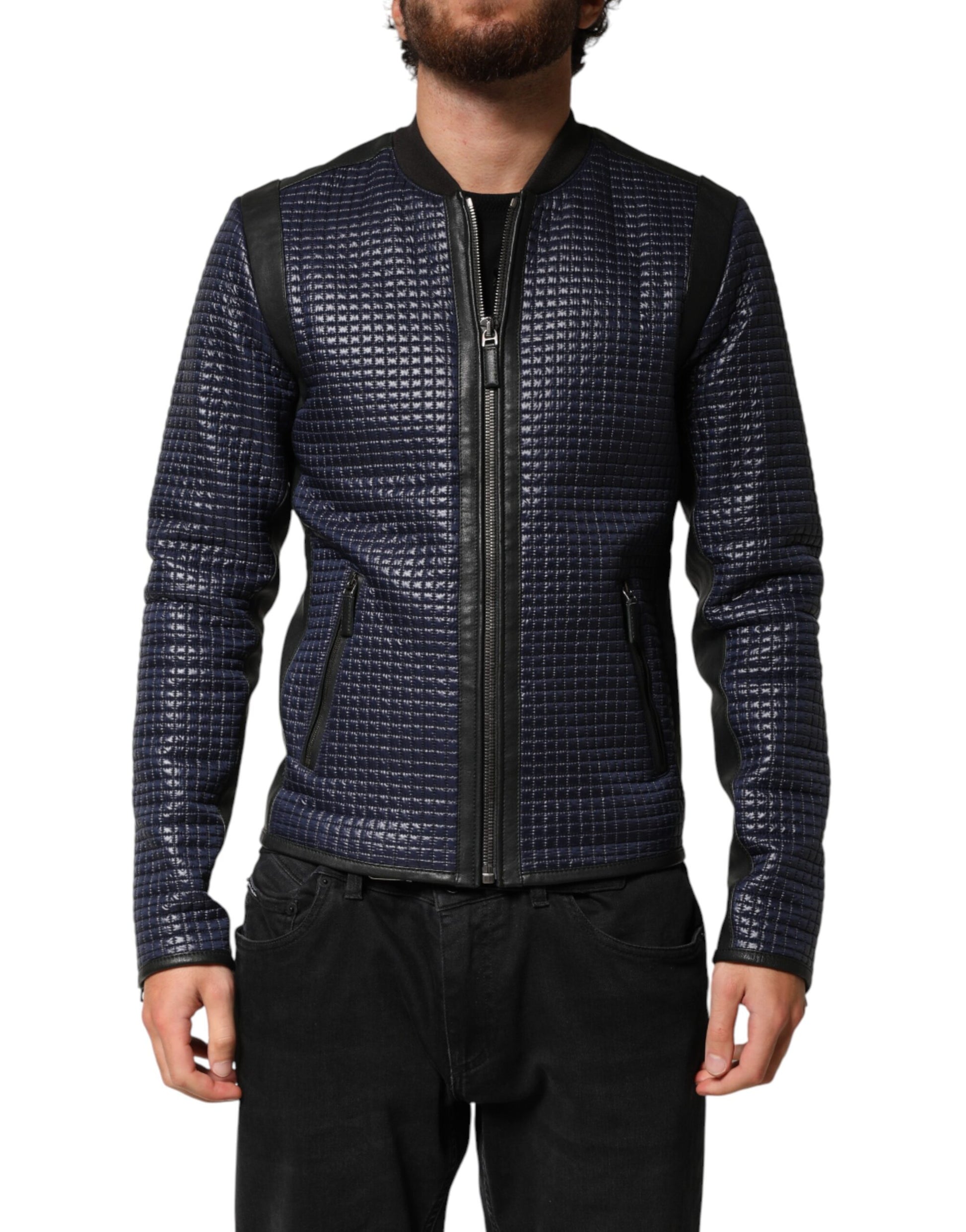 Dolce & Gabbana Blue Nylon Full Zip Bomber Men Jacket Dolce & Gabbana