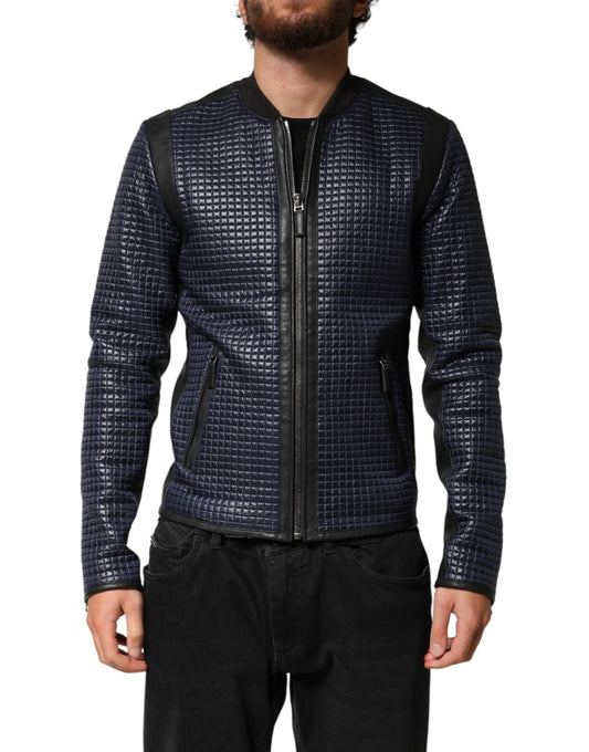 Dolce & Gabbana Blue Nylon Full Zip Bomber Men Jacket Dolce & Gabbana