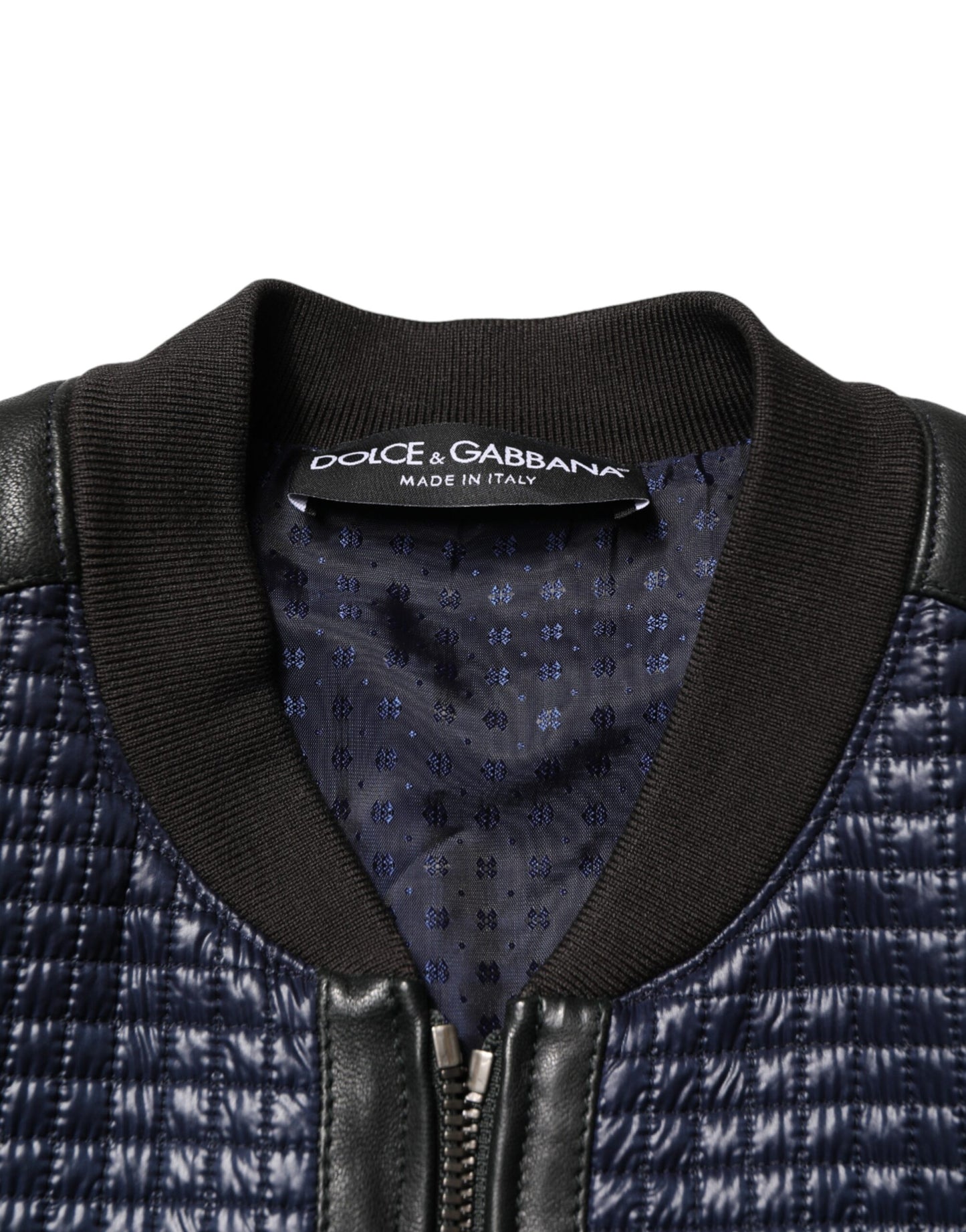 Dolce & Gabbana Blue Nylon Full Zip Bomber Men Jacket Dolce & Gabbana