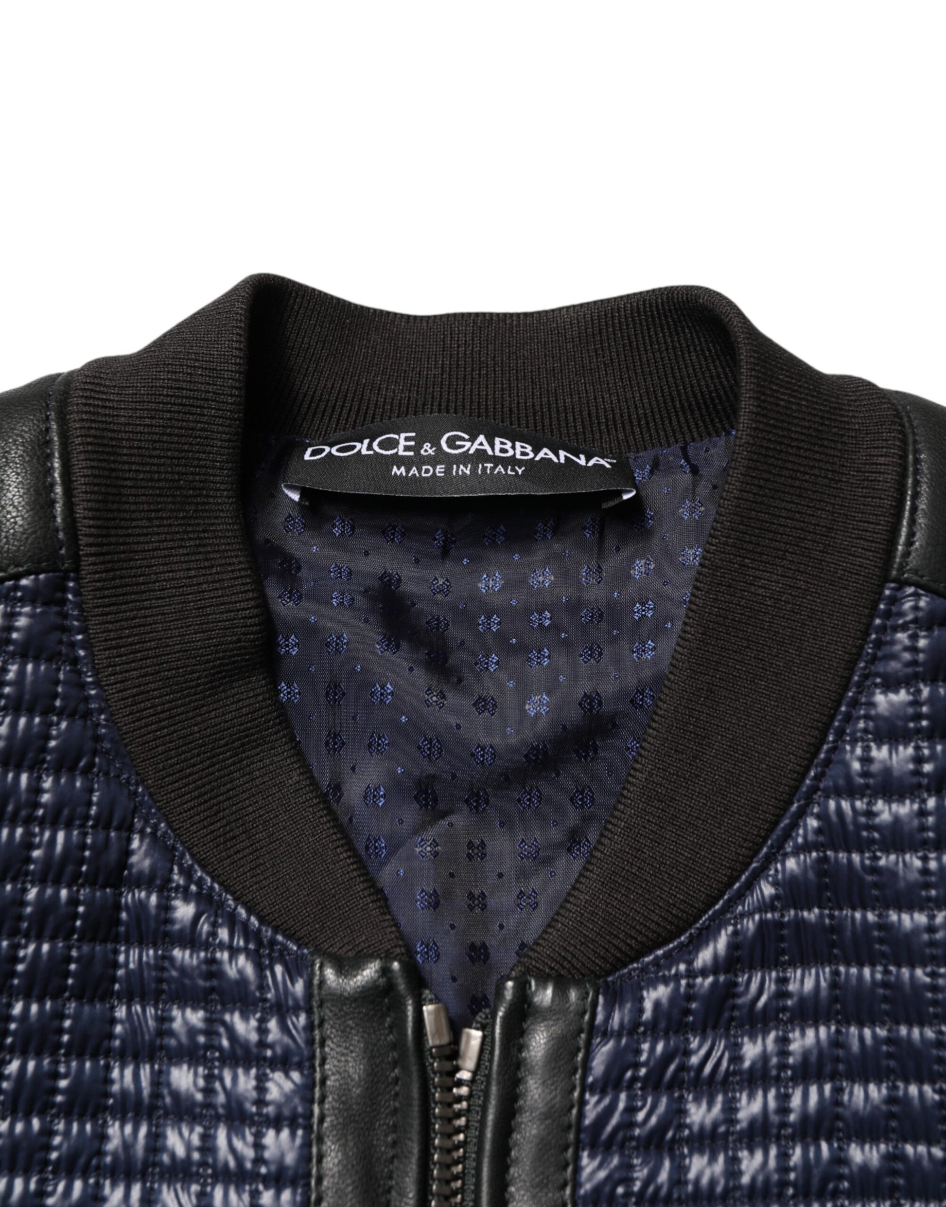 Dolce & Gabbana Blue Nylon Full Zip Bomber Men Jacket Dolce & Gabbana