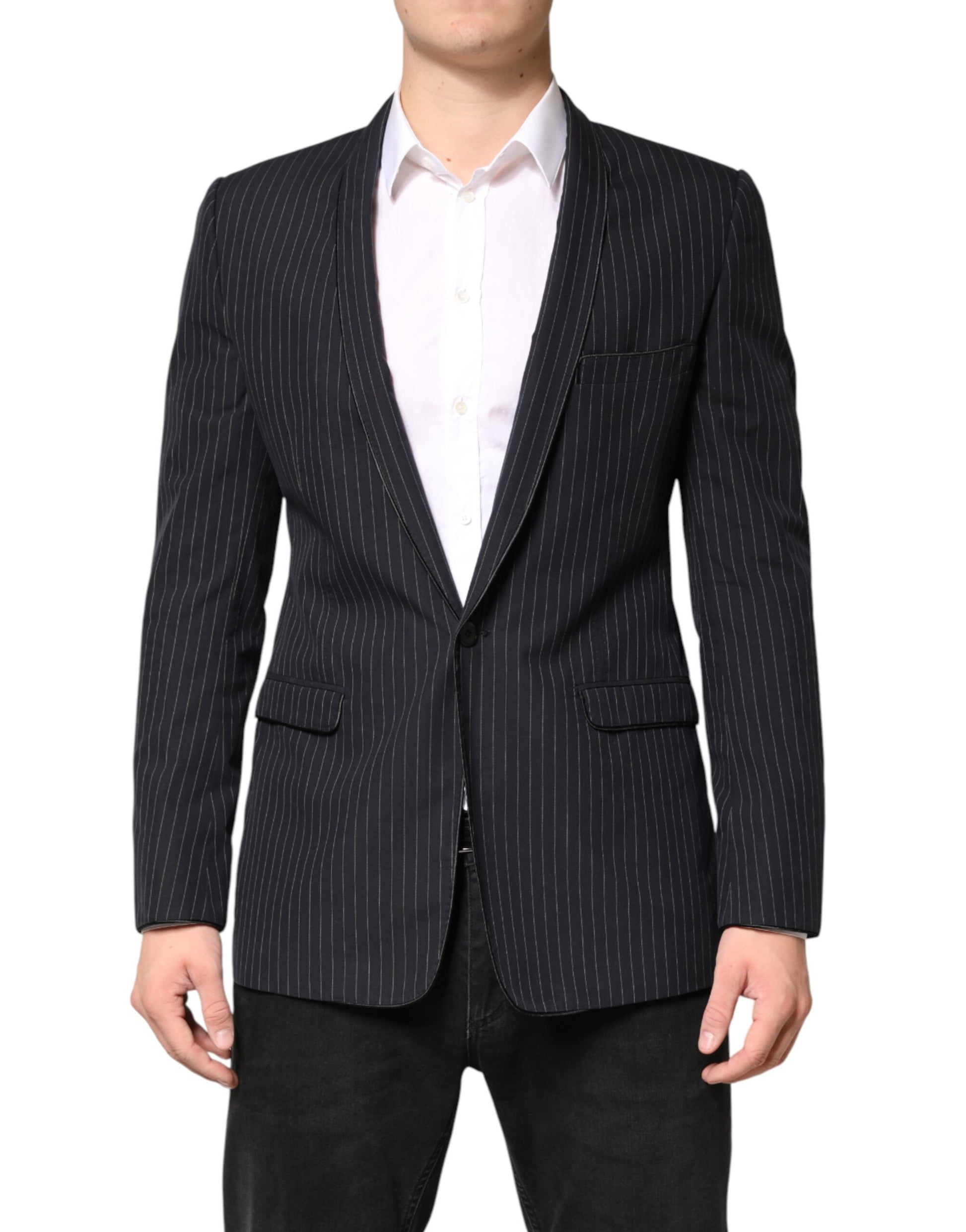 Dolce & Gabbana Black Stripes 1 Button Suit Jacket Blazer Dolce & Gabbana