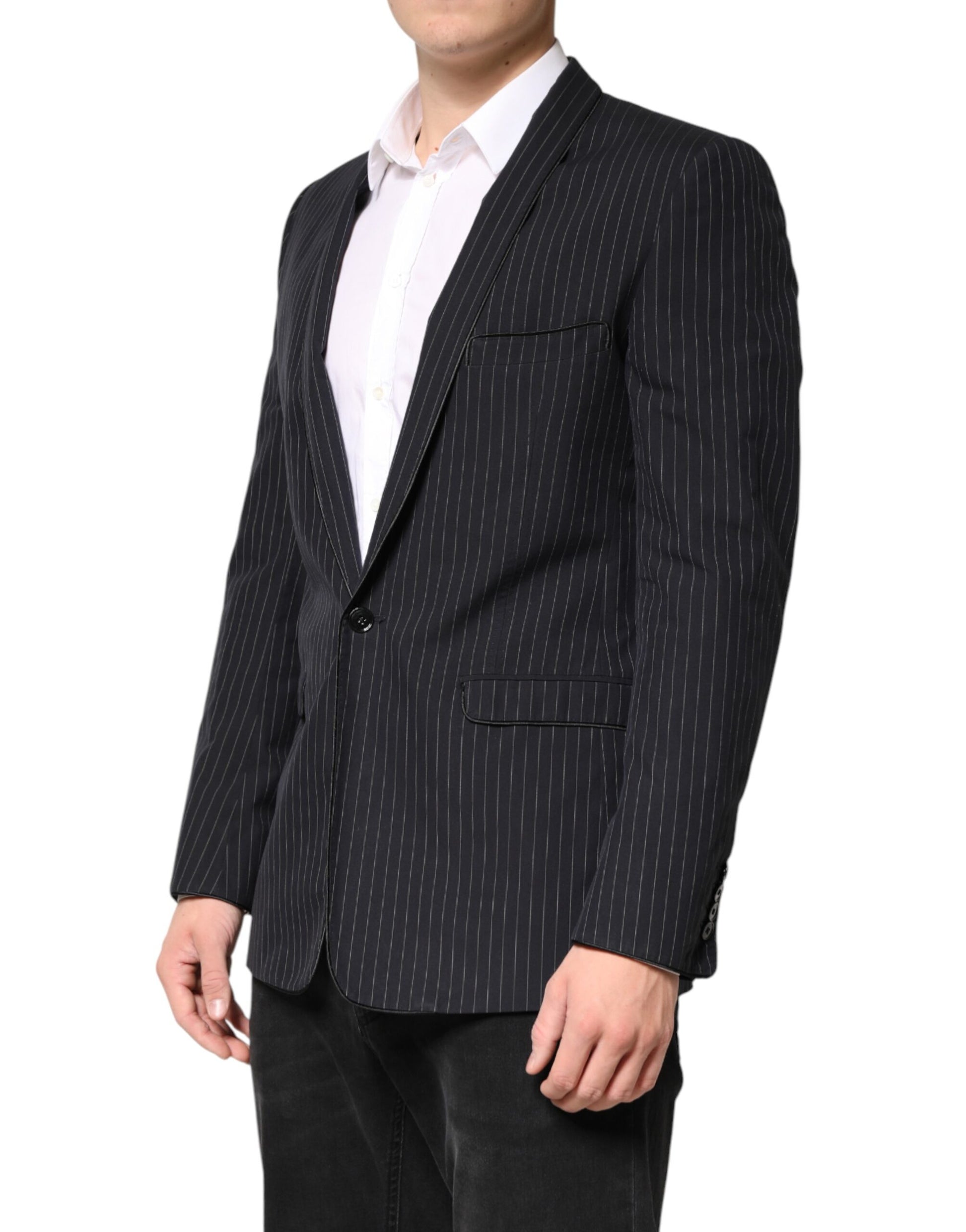 Dolce & Gabbana Black Stripes 1 Button Suit Jacket Blazer Dolce & Gabbana