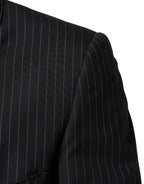 Dolce & Gabbana Dark Gray Stripes 1 Button Suit Jacket Blazer