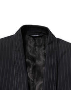 Dolce & Gabbana Dark Gray Stripes 1 Button Suit Jacket Blazer
