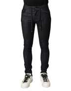 Dolce & Gabbana Black Cotton Stretch Skinny Denim Men Jeans - Eljoys Fashion 