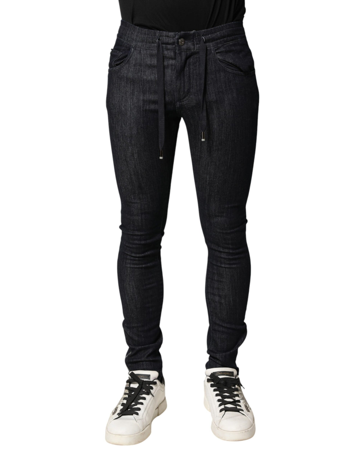 Dolce & Gabbana Black Cotton Stretch Skinny Denim Men Jeans - Eljoys Fashion 