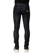 Dolce & Gabbana Black Cotton Stretch Skinny Denim Men Jeans - Eljoys Fashion 