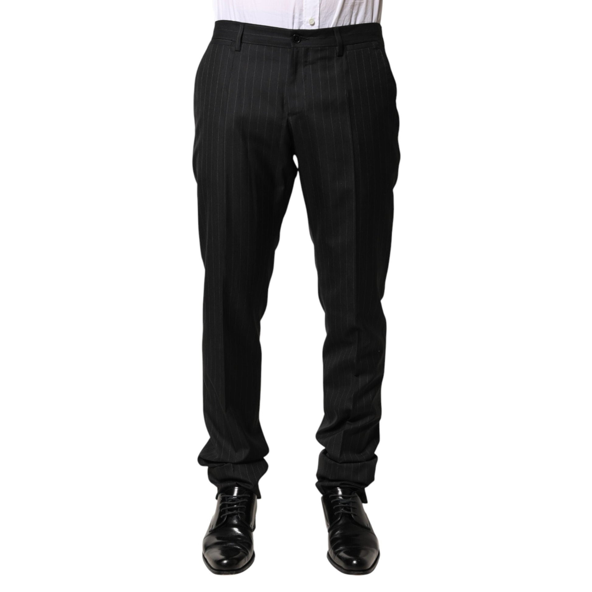 Dolce & Gabbana Black Stripes Wool Men Dress Trousers Pants Dolce & Gabbana