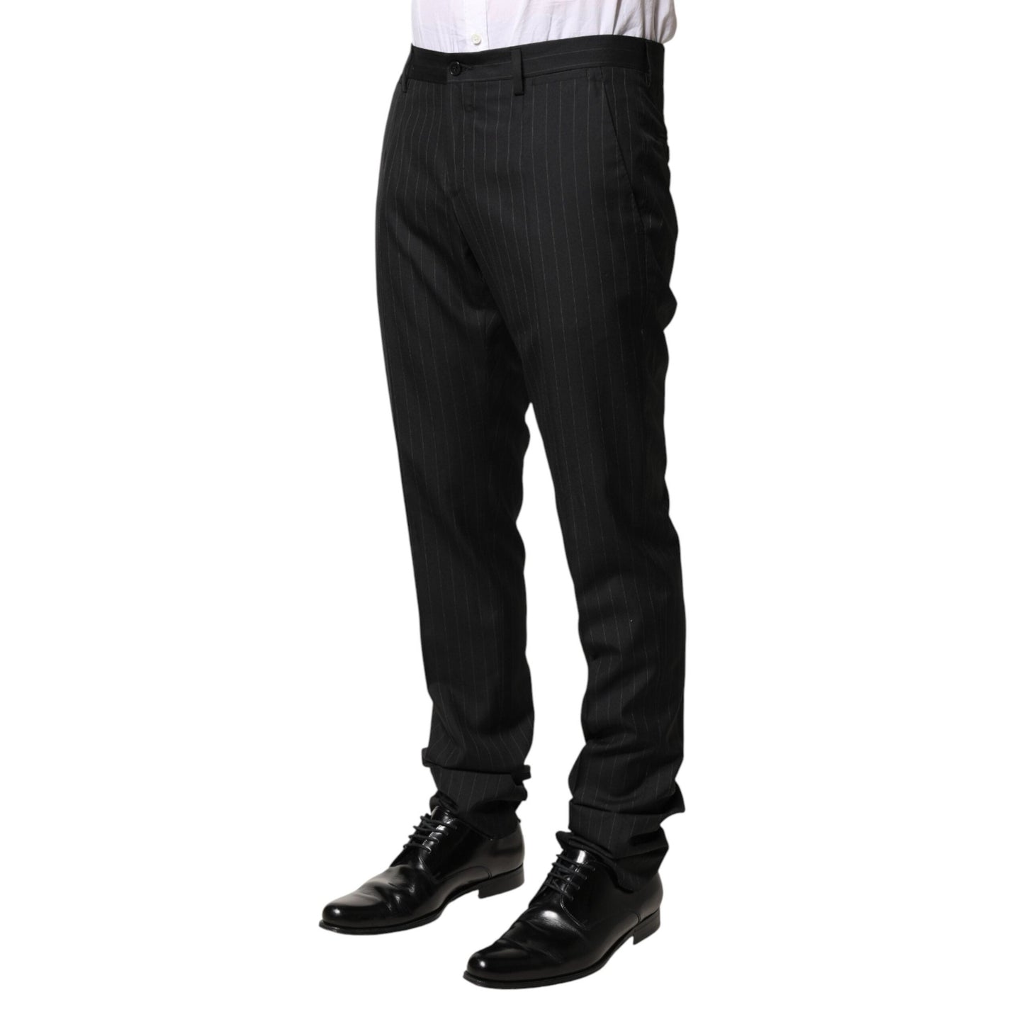 Dolce & Gabbana Black Stripes Wool Men Dress Trousers Pants Dolce & Gabbana