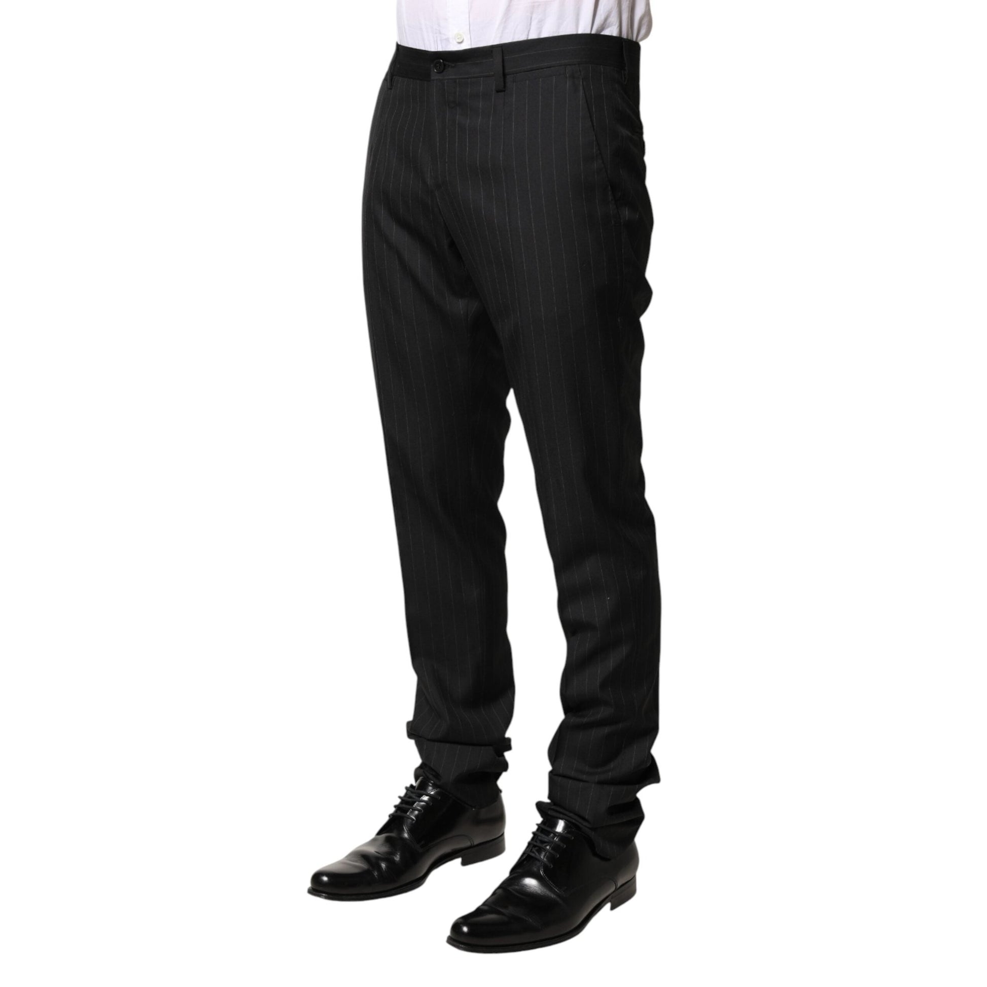 Dolce & Gabbana Black Stripes Wool Men Dress Trousers Pants Dolce & Gabbana