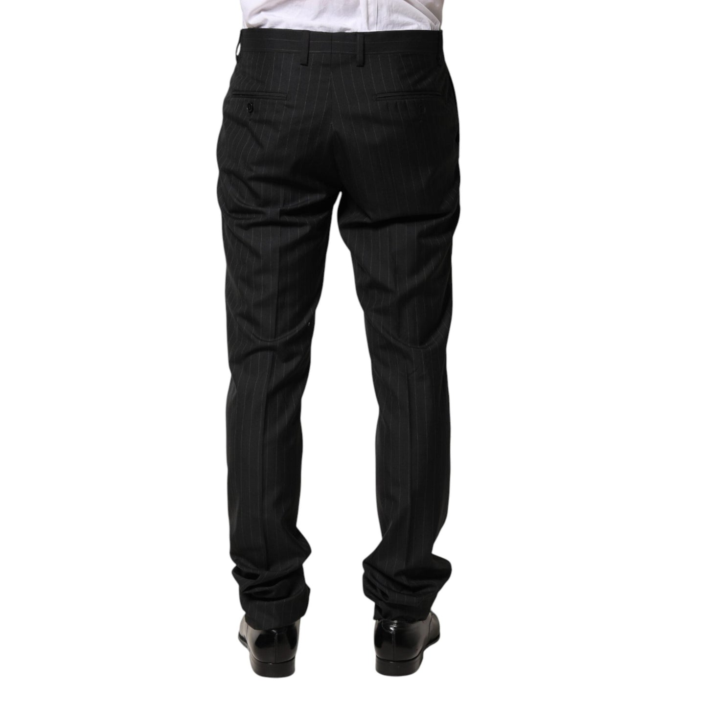 Dolce & Gabbana Black Stripes Wool Men Dress Trousers Pants Dolce & Gabbana