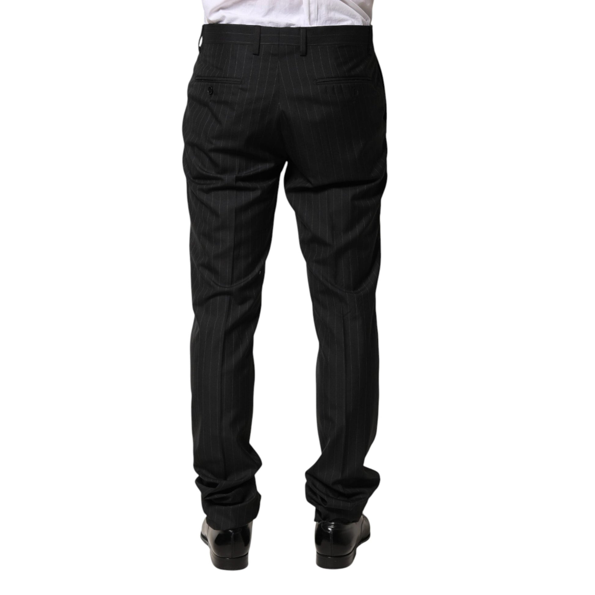 Dolce & Gabbana Black Stripes Wool Men Dress Trousers Pants Dolce & Gabbana