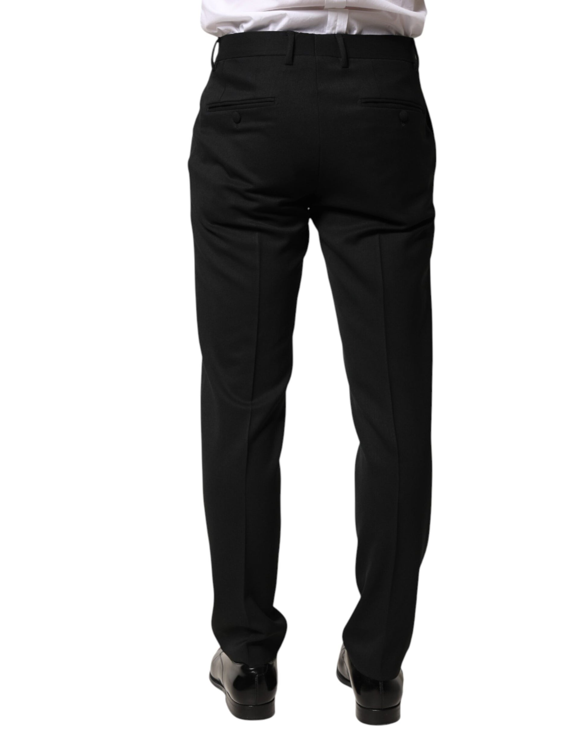 Dolce & Gabbana Black Wool Mid Waist Men Dress Trousers Pants Dolce & Gabbana