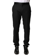Dolce & Gabbana Black Wool Mid Waist Men Dress Trousers Pants