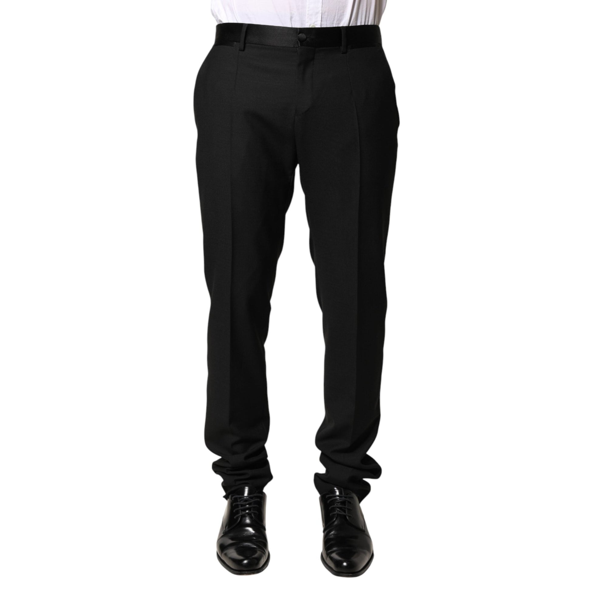 Dolce & Gabbana Black Wool Mid Waist Men Dress Trousers Pants Dolce & Gabbana