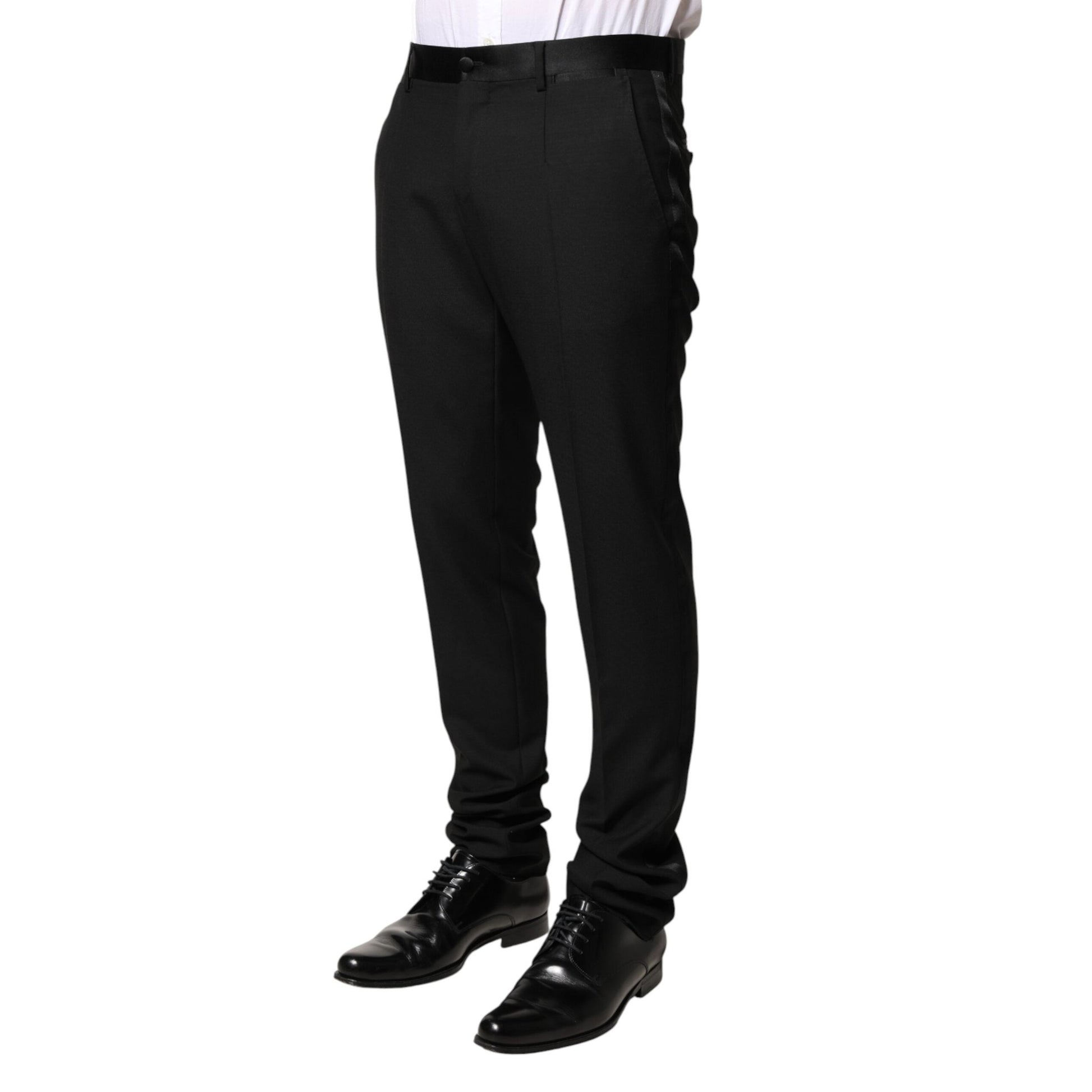 Dolce & Gabbana Black Wool Mid Waist Men Dress Trousers Pants Dolce & Gabbana