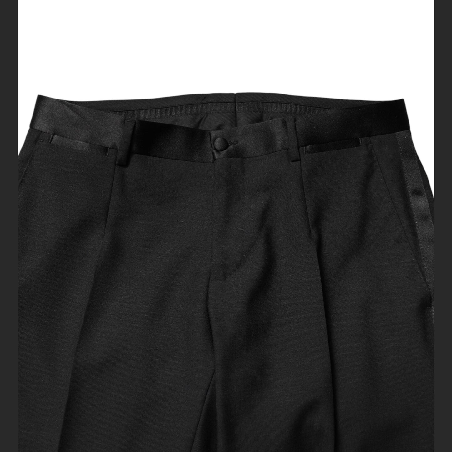 Dolce & Gabbana Black Wool Mid Waist Men Dress Trousers Pants Dolce & Gabbana