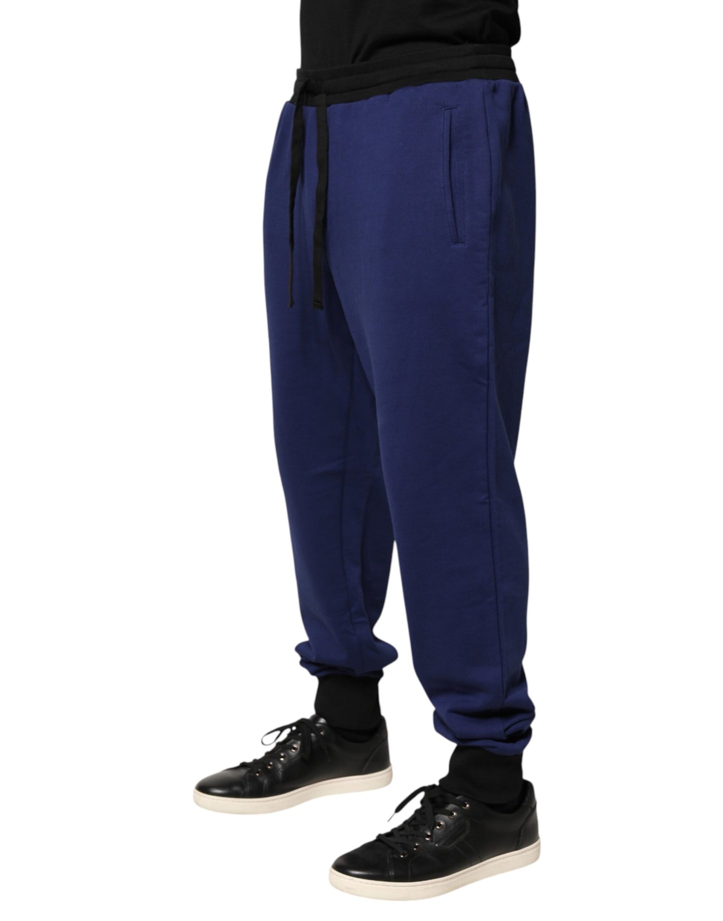 Dolce & Gabbana Blue Cotton Mid Waist Jogger Trousers Pants Dolce & Gabbana