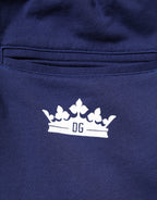 Dolce & Gabbana Blue Cotton Mid Waist Jogger Trousers Pants