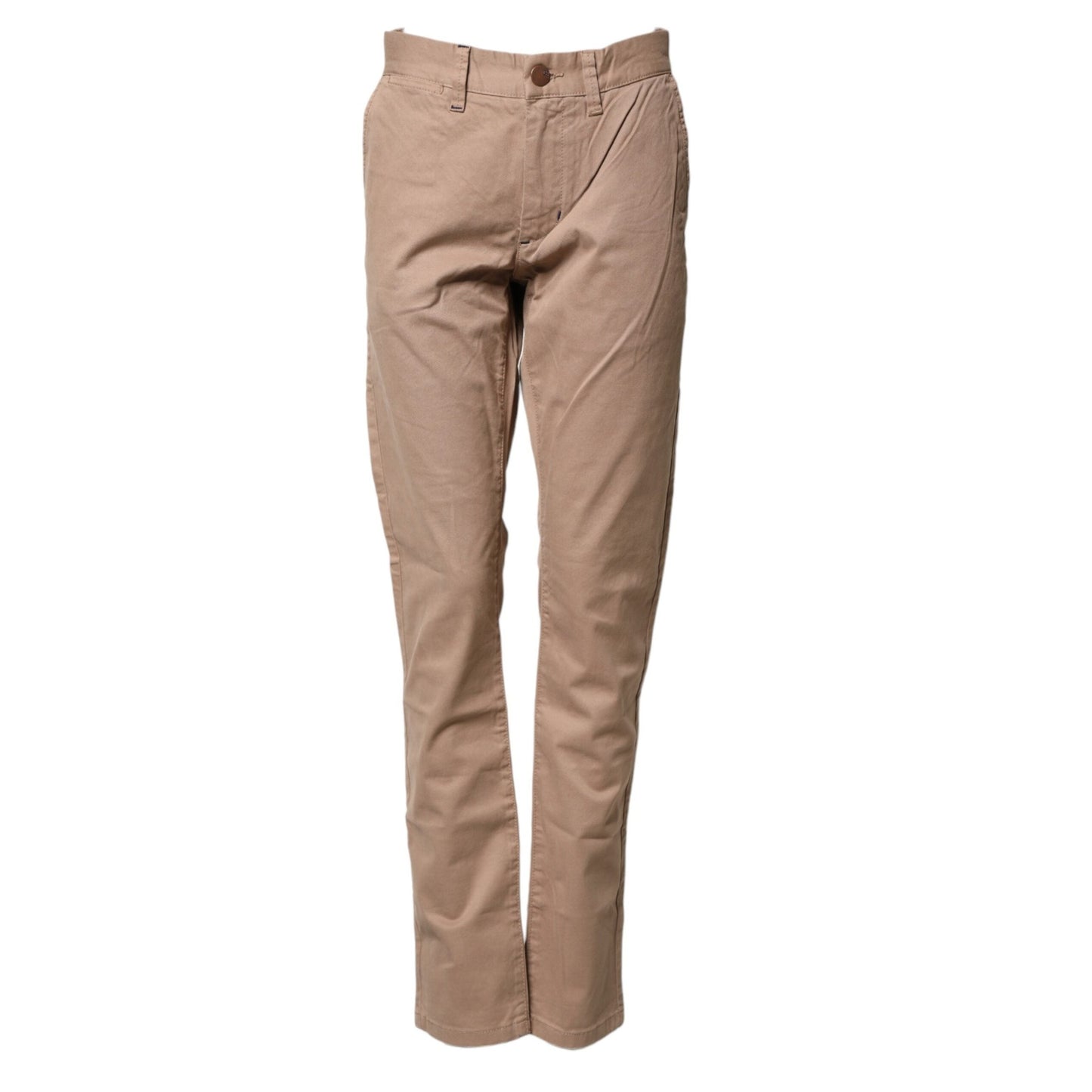 Sun68 Beige Cotton Mid Waist Straight Men Chino Trouser Pants