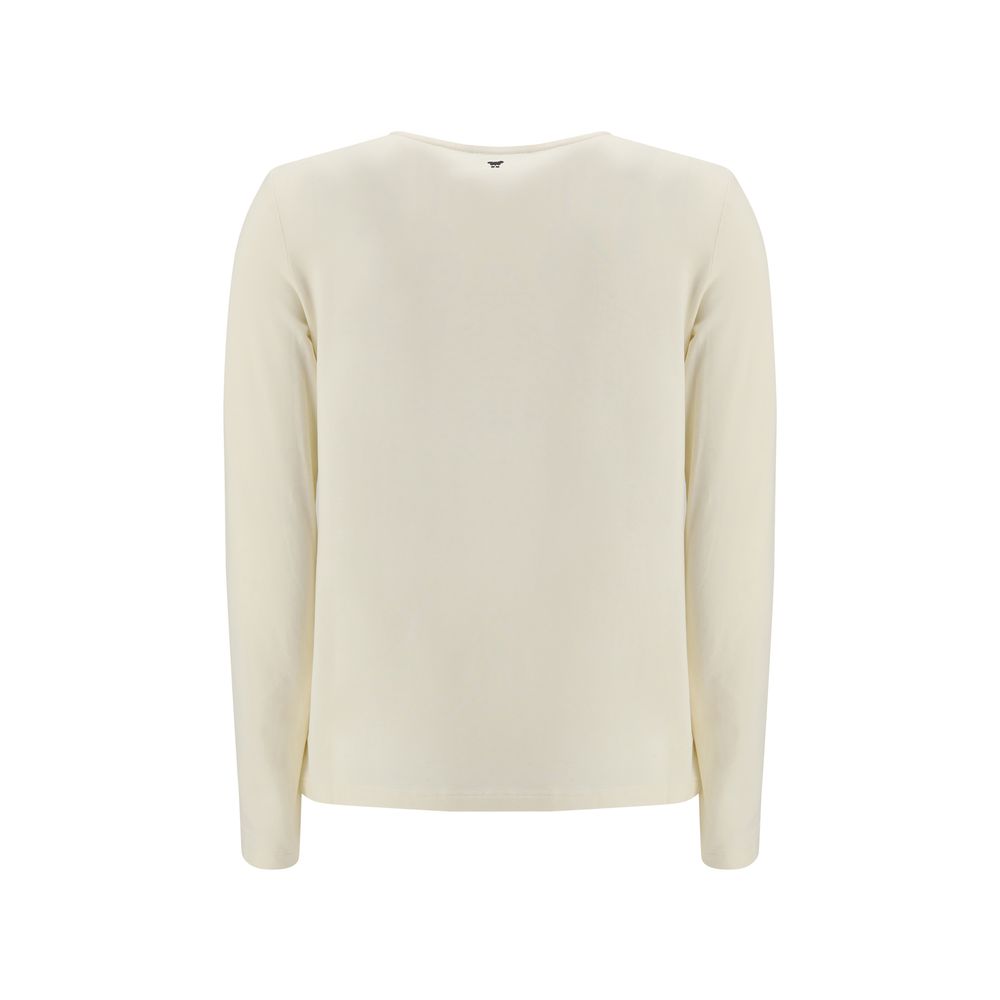 Max Mara Cream Cotton Long Sleeve T-Shirt Max Mara