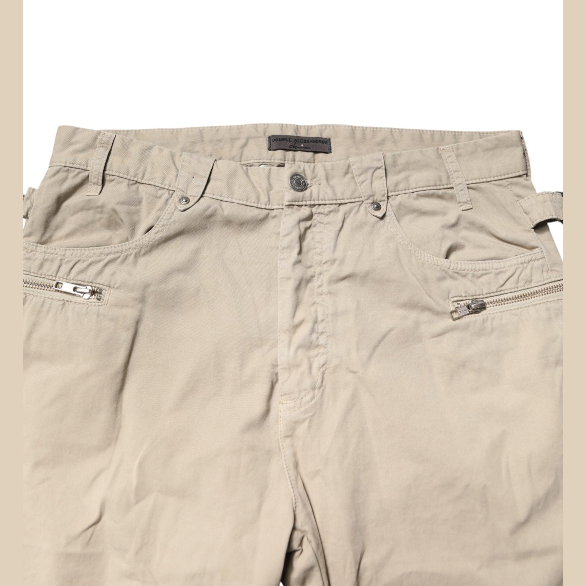 Daniele Alessandrini Beige Cotton Mid Waist Straight Men Denim Jeans Daniele Alessandrini
