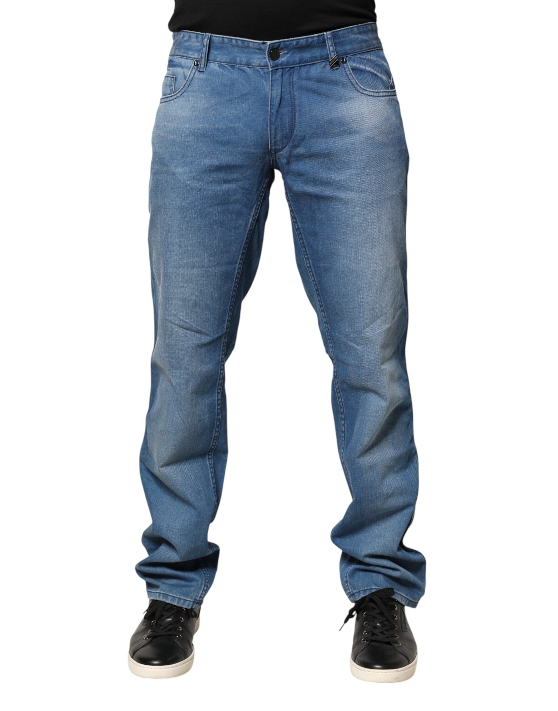 Verri Blue Washed Cotton Skinny Fit Men Denim Trouser Jeans Verri