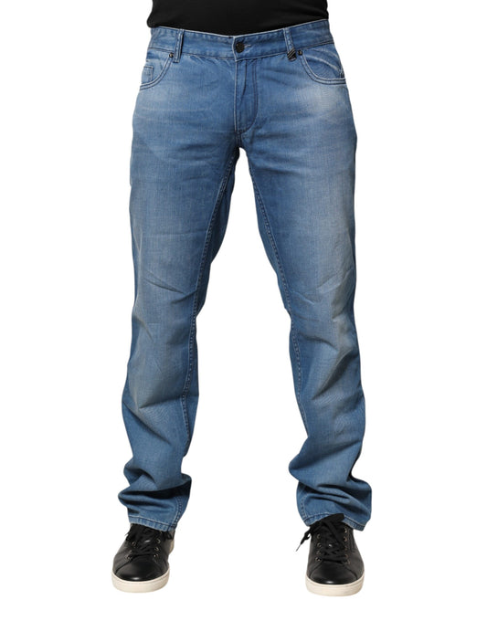 Verri Blue Washed Cotton Skinny Fit Men Denim Trouser Jeans Verri
