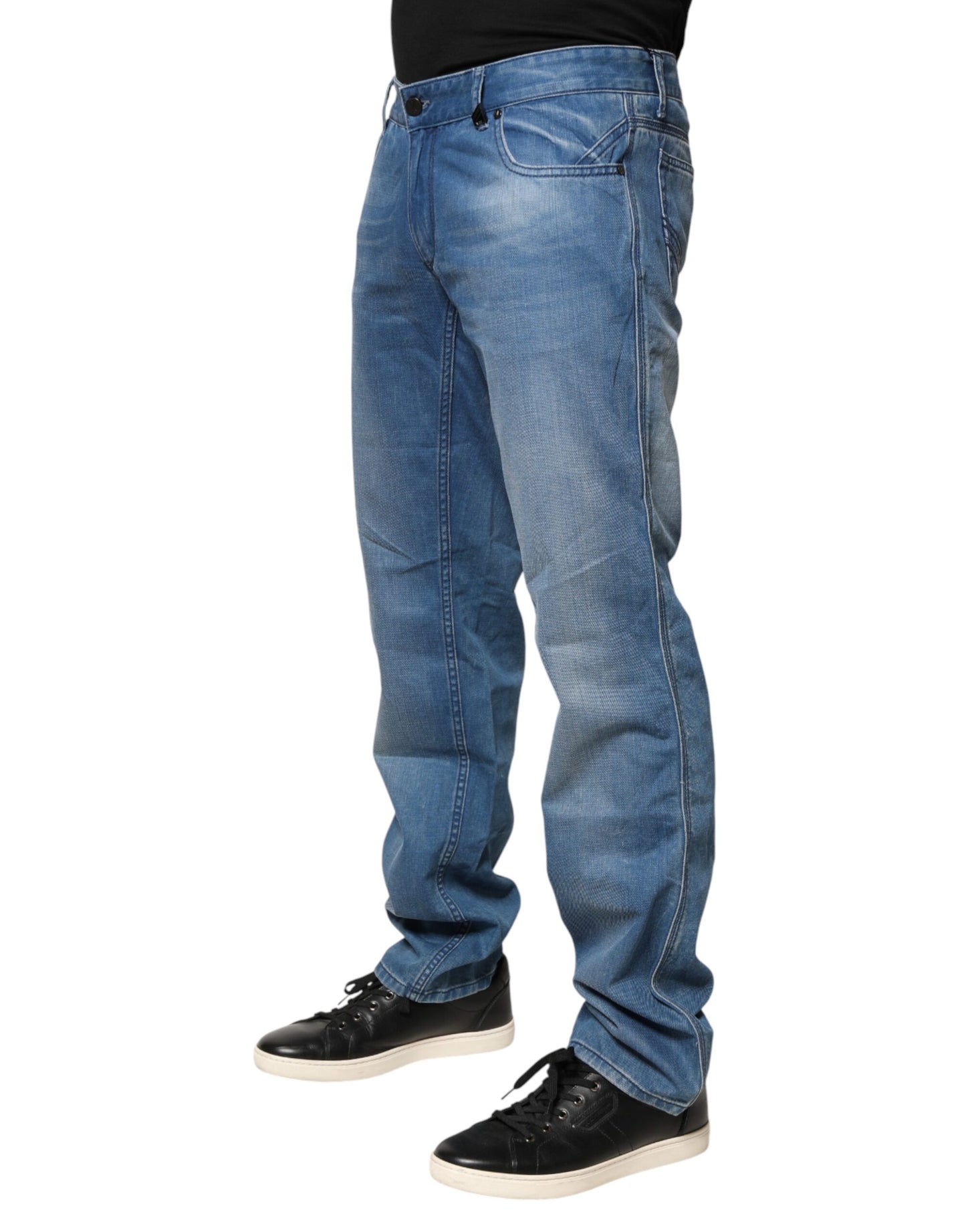 Verri Blue Washed Cotton Skinny Fit Men Denim Trouser Jeans Verri