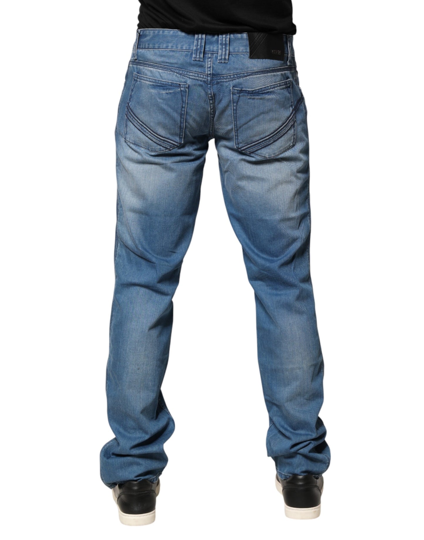 Verri Blue Washed Cotton Skinny Fit Men Denim Trouser Jeans Verri