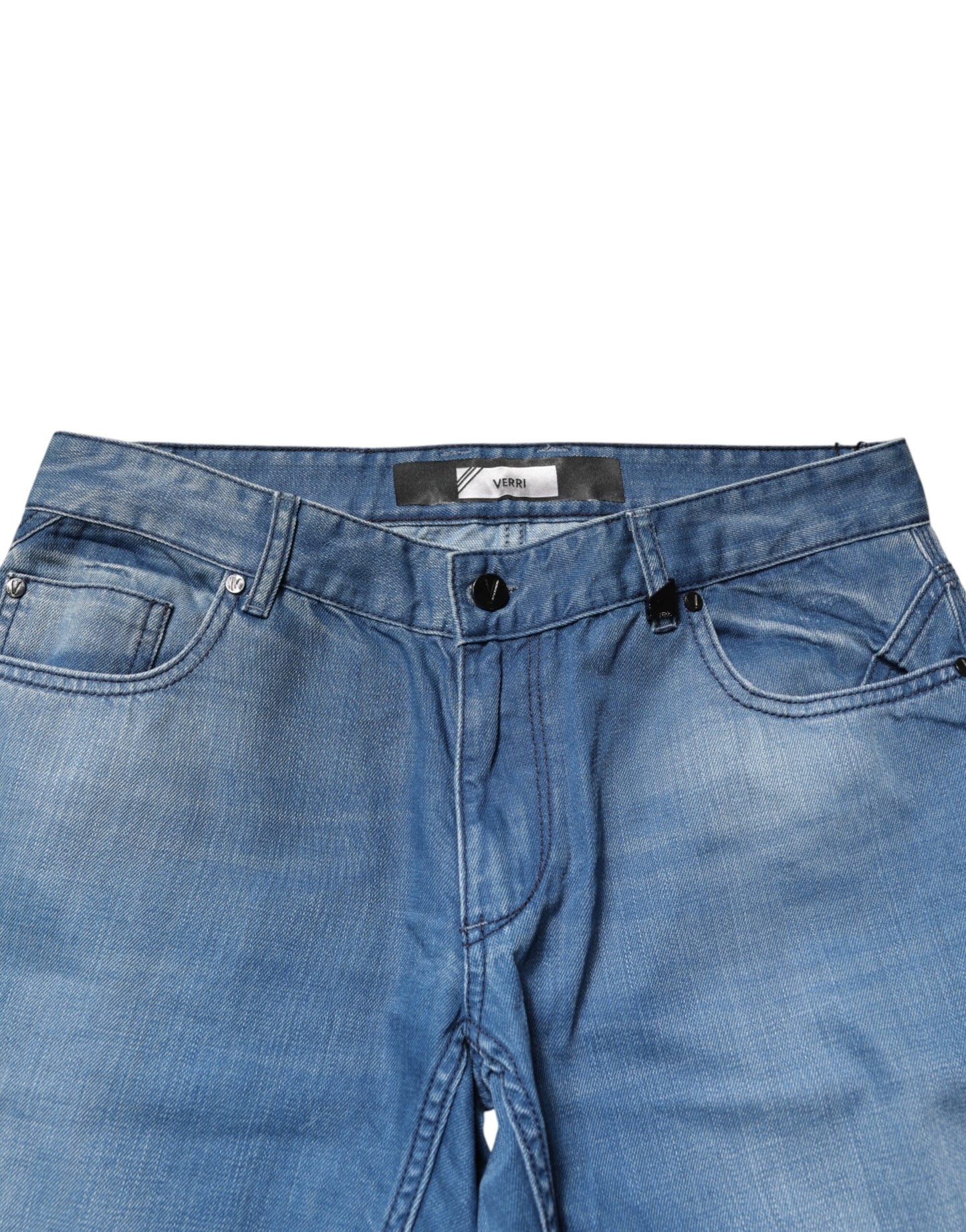 Verri Blue Washed Cotton Skinny Fit Men Denim Trouser Jeans Verri