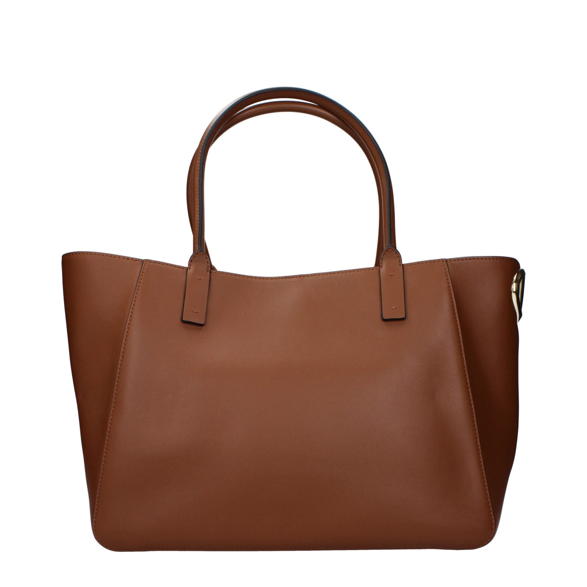 Valentino Garavani brown leather handbag with structured design and subtle logo detailing.