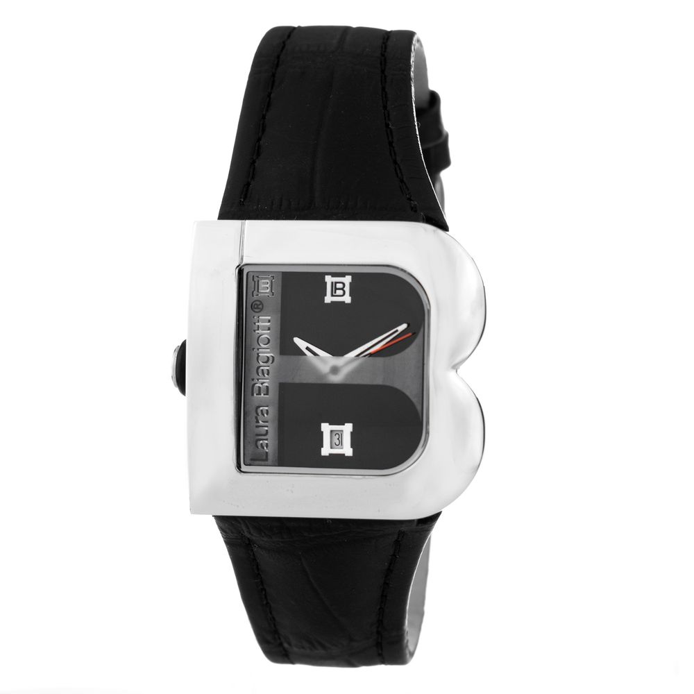 Laura Biagiotti Black Leather Dress Watch Laura Biagiotti