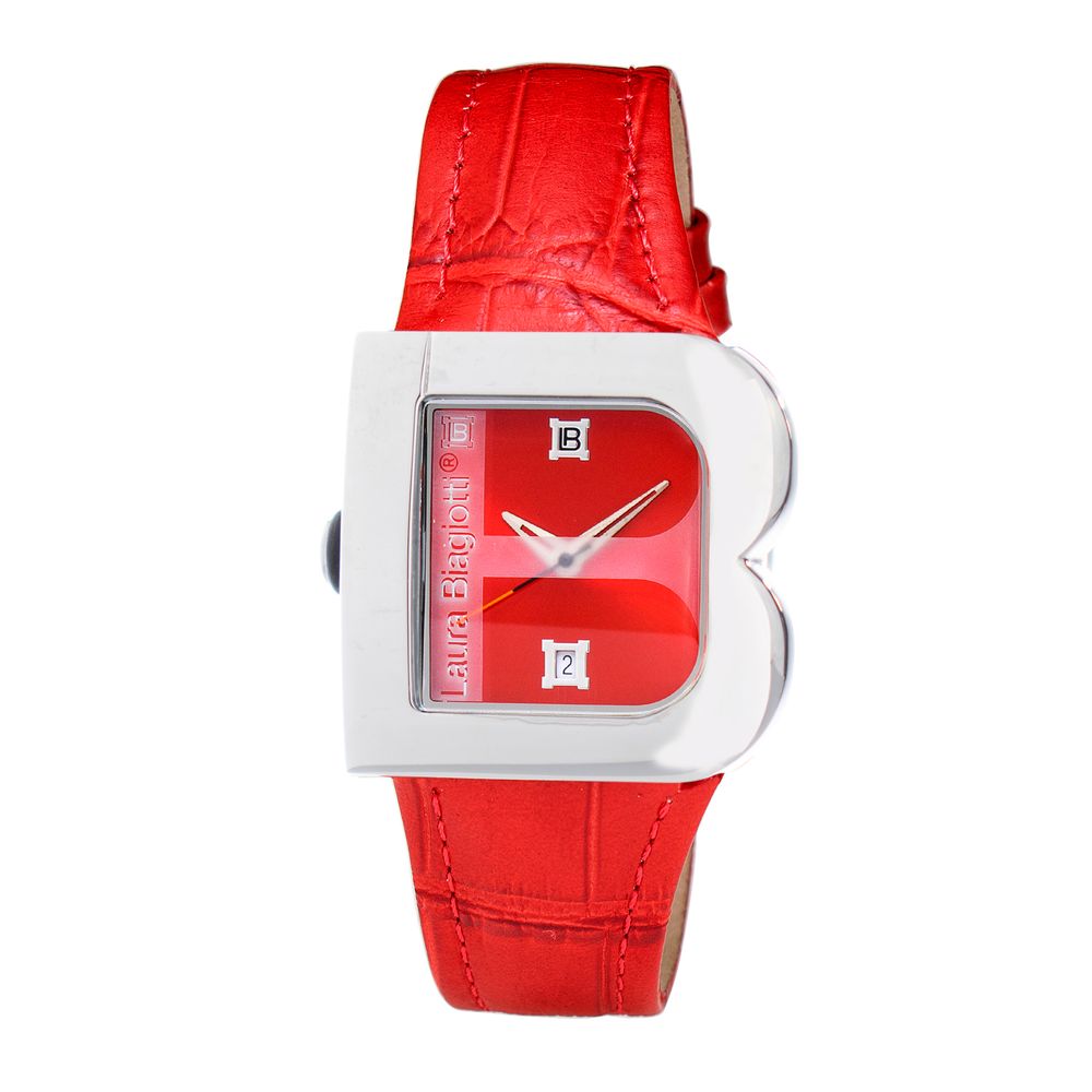 Laura Biagiotti Red Leather Dress Watch Laura Biagiotti