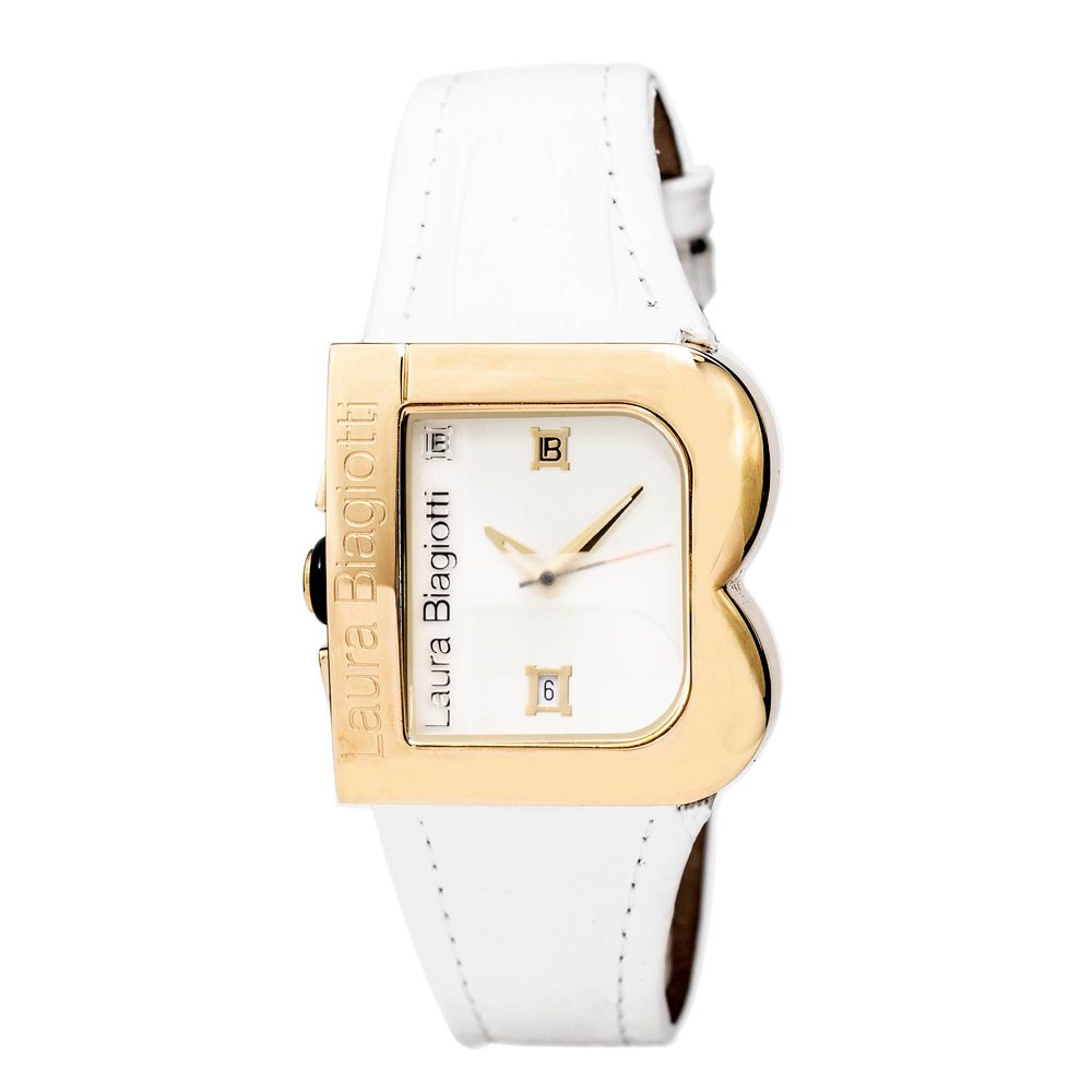 Laura Biagiotti White Leather Dress Watch Laura Biagiotti