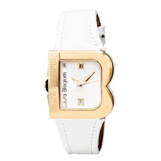 Laura Biagiotti White Leather Dress Watch Laura Biagiotti