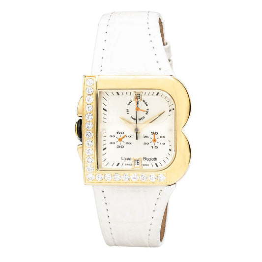 Laura Biagiotti White Leather Dress Watch Laura Biagiotti