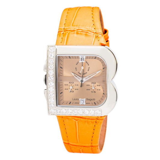 Laura Biagiotti Orange Leather Dress Watch Laura Biagiotti