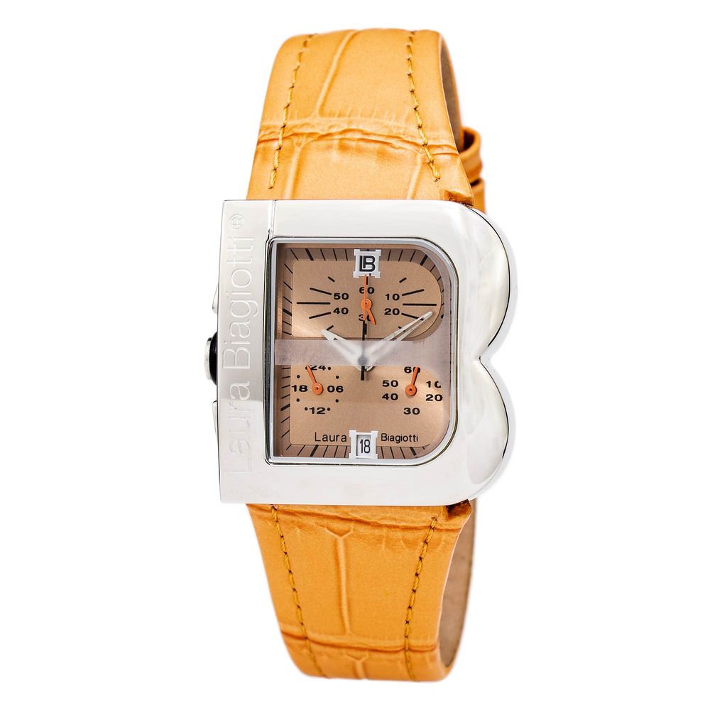 Laura Biagiotti Orange Leather Dress Watch Laura Biagiotti