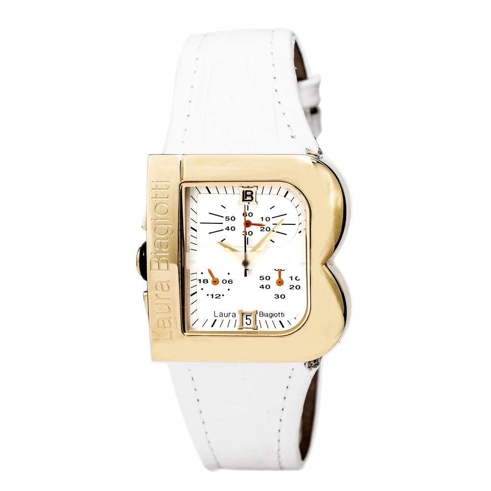 Laura Biagiotti White Leather Dress Watch Laura Biagiotti
