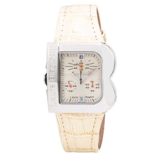 Laura Biagiotti Beige Leather Dress Watch Laura Biagiotti
