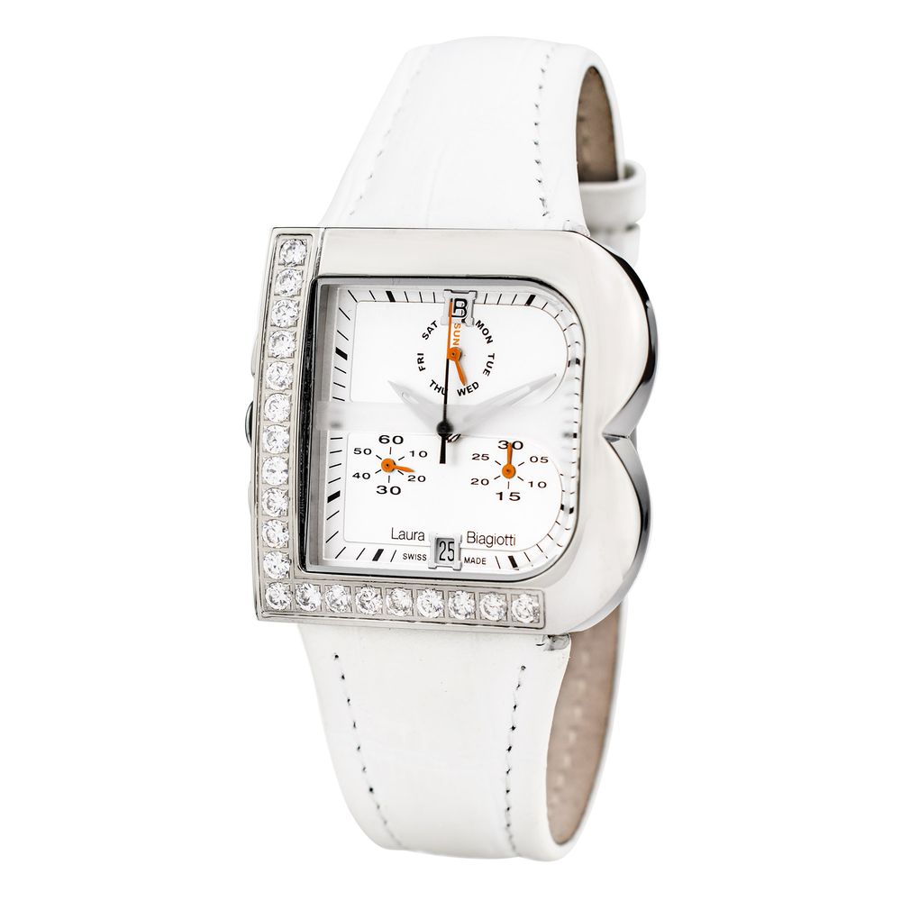 Laura Biagiotti White Leather Dress Watch Laura Biagiotti