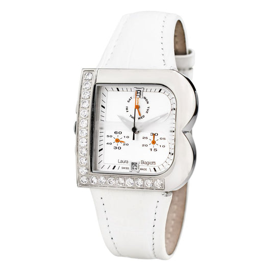 Laura Biagiotti White Leather Dress Watch Laura Biagiotti