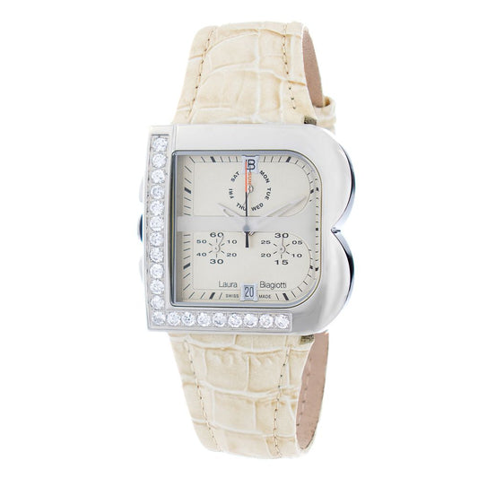 Laura Biagiotti Cream Leather Dress Watch Laura Biagiotti