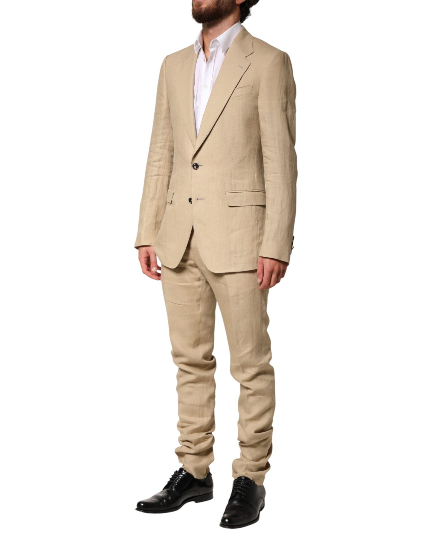 Dolce & Gabbana Beige Linen Single Breasted 2 Piece Suit Dolce & Gabbana
