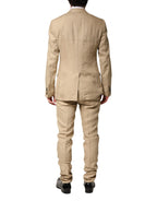 Dolce & Gabbana Beige Linen Single Breasted 2 Piece Suit Dolce & Gabbana