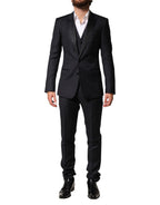 Dolce & Gabbana Blue Wool Single Breasted 3 Piece Men Suit - Eljoys Fashion 