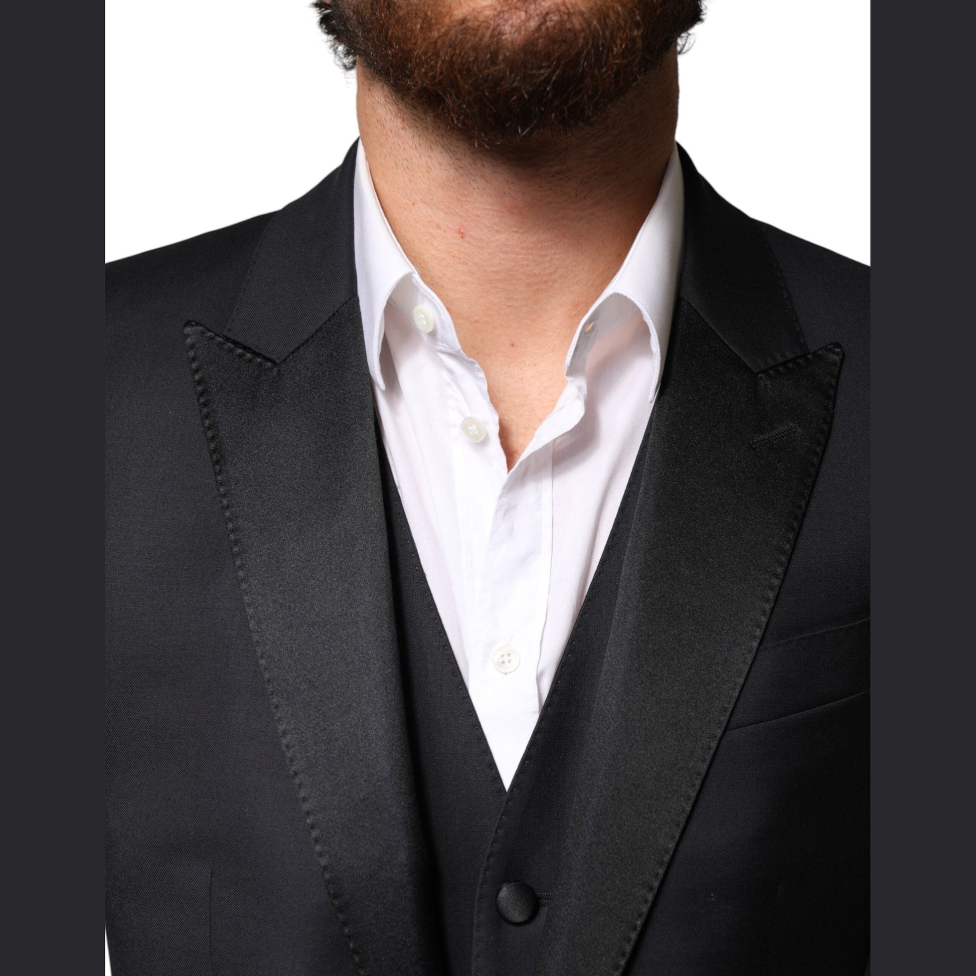 Dolce & Gabbana Black Wool Single Breasted 3 Piece Men Suit