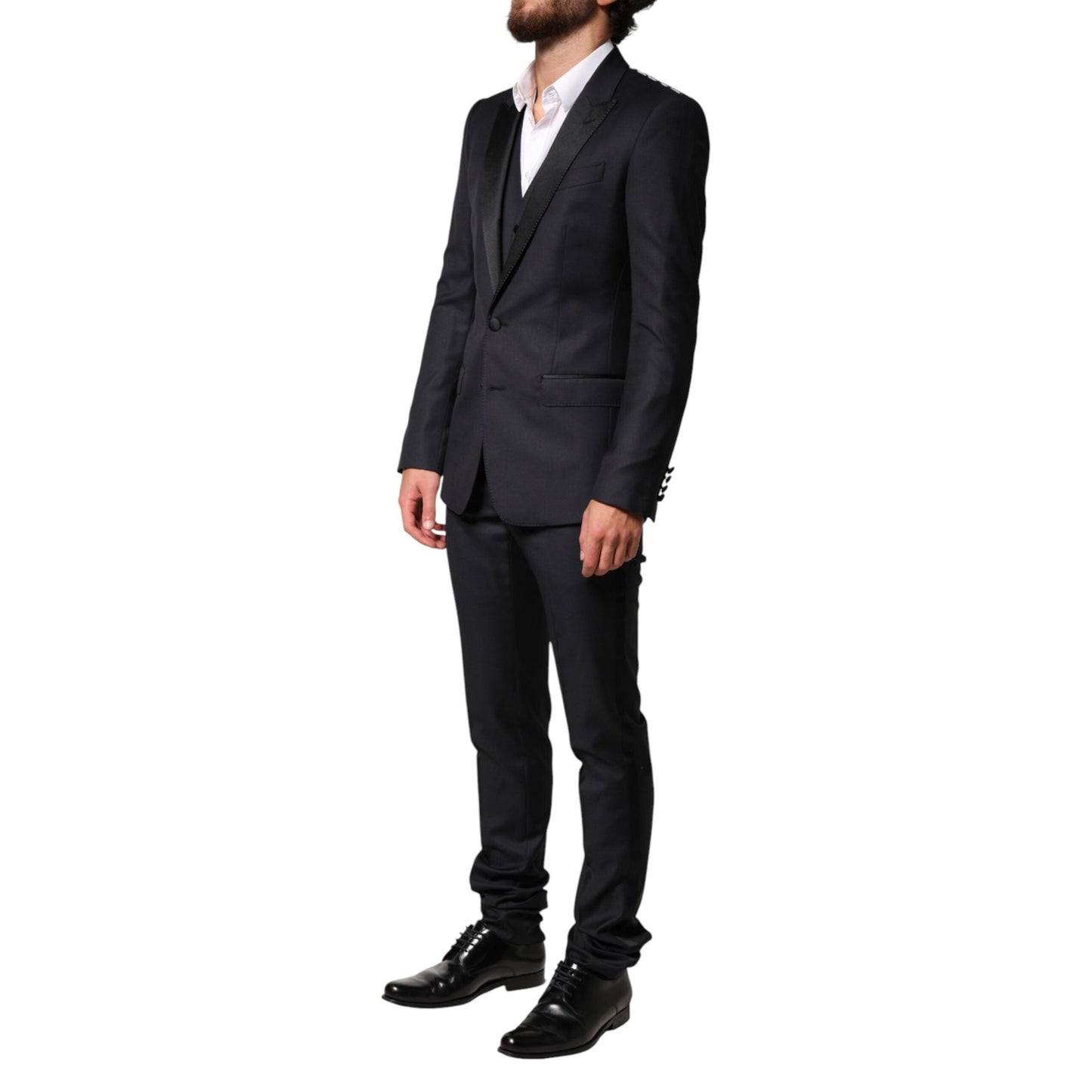Dolce & Gabbana Black Wool Single Breasted 3 Piece Men Suit